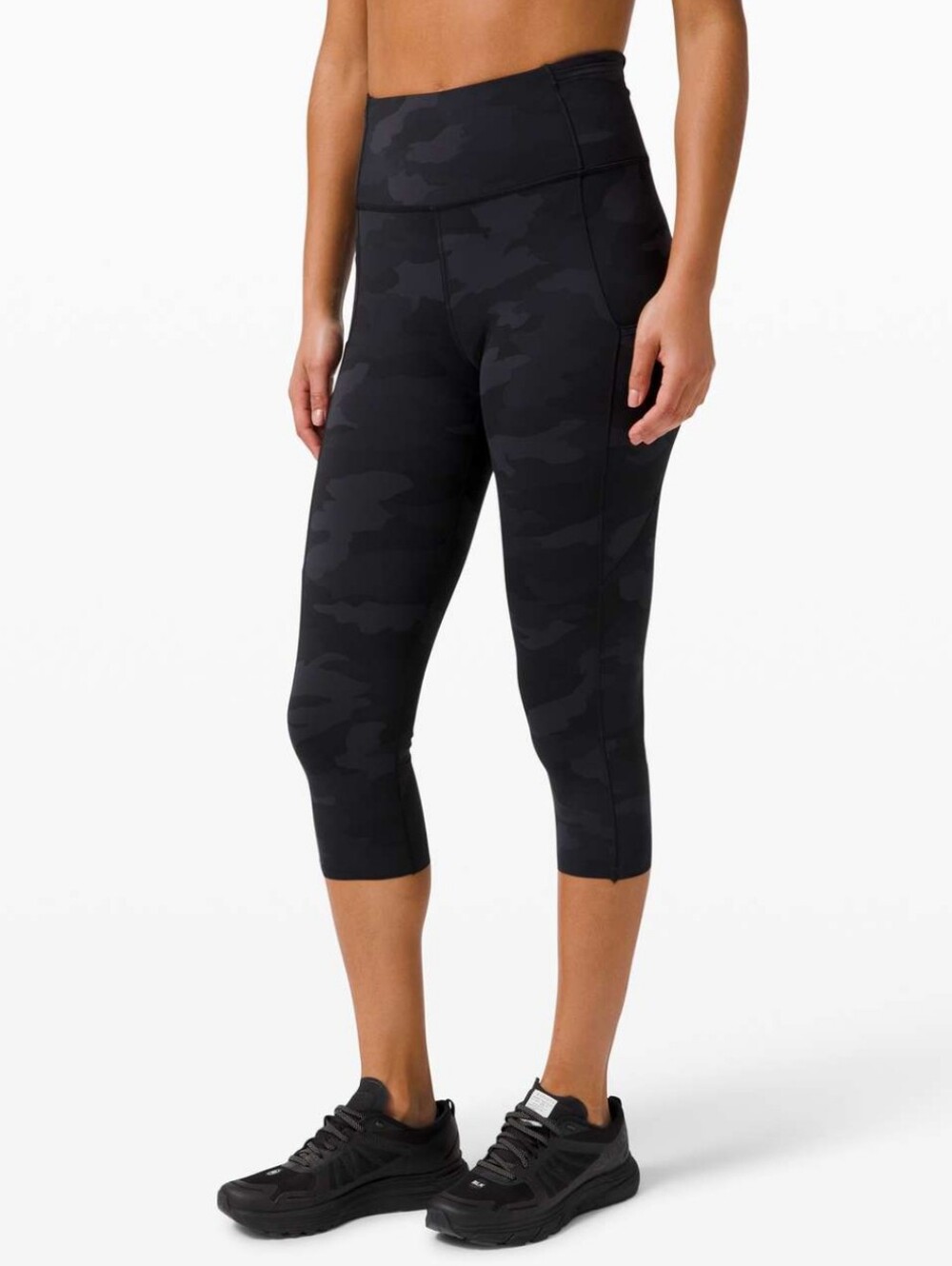 Lululemon Fast and Free Crop II 19" Non-Reflective Heritage 365 Camo Deep Coal 0